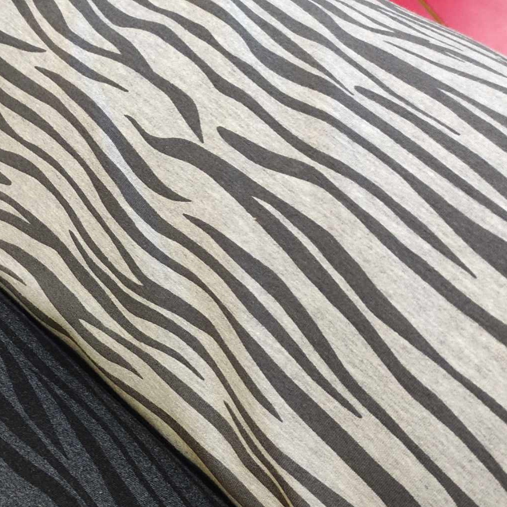 Teplákovina s elastanem ZEBRA SVĚTLE ŠEDÁ