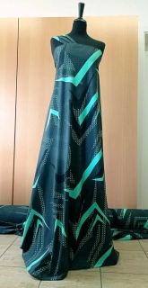 Elastický úplet digitální tisk zelený vzor