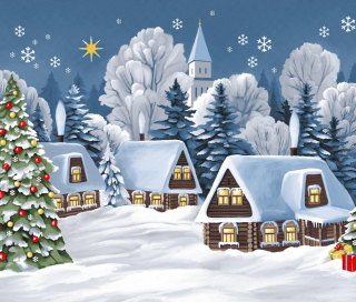 Vaflovina - utěrkovina zasněžená vesnice