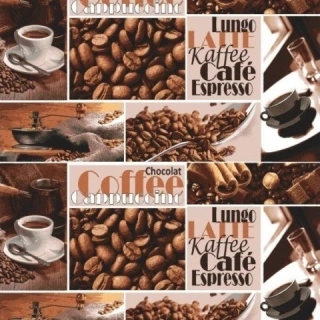 Vaflovina - utěrkovina kávová zrna s nápisy