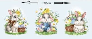 Vaflovina - utěrkovina velikonoční tisk se třemi zajíčky