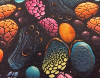 Kočárkovina digi tisk malované oblázky tmavší  zbytek 0,85m 