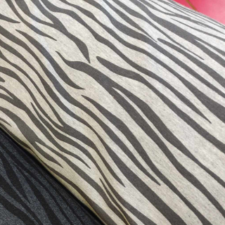 Teplákovina s elastanem ZEBRA SVĚTLE ŠEDÁ