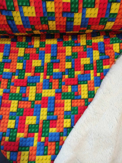 Softshell s beránkem digitální tisk lego, 0,85m za 239,-