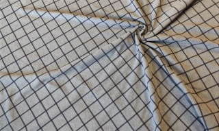 Teplákovina s elastanem mřížka na šedém melé