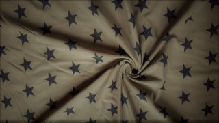 Teplákovina s elastanem tmavě modré hvězdy na olivové