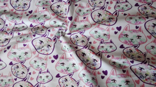 Teplákovina s elastanem DIGITÁLNÍ TISK kočky