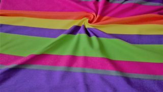 Teplákovina s elastanem barevné pruhy